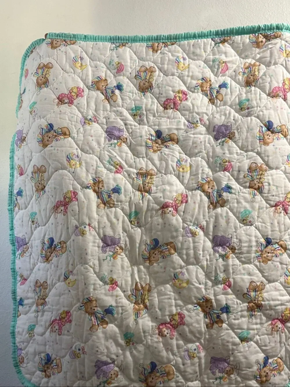 Vintage Teddy Beddy Bear Sleepy Time Baby Crib Comforter